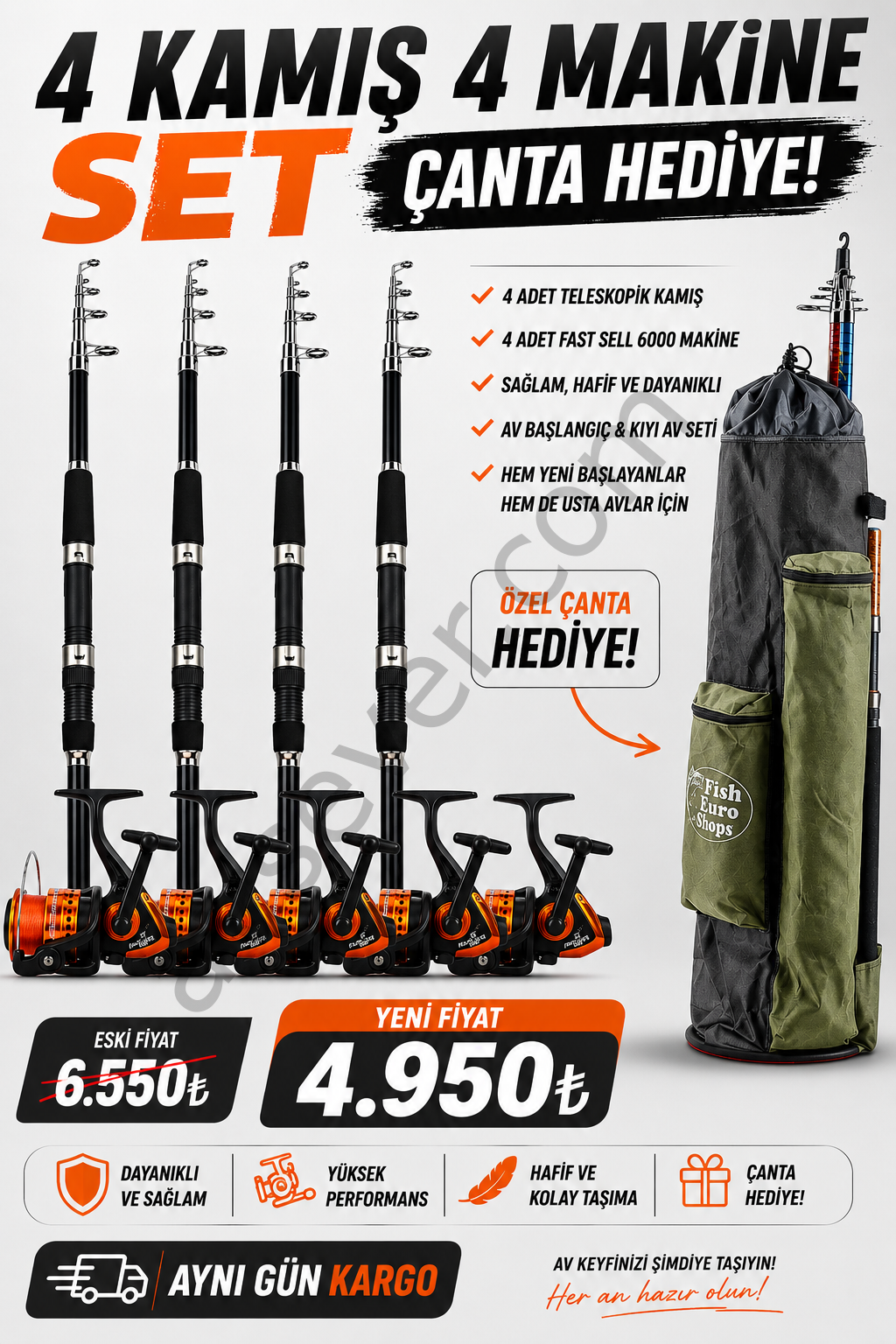 Hediyeli 4'Lü Set Captain 350cm + Remixon 6000 + Misina + Çanta