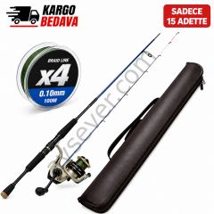 OSLO Rock Game 213cm 0.5-7gr Aji Kamış + Albastar 1000 Makine + 0.10mm İp Misina + 675₺ Değerinde Çanta Hediye
