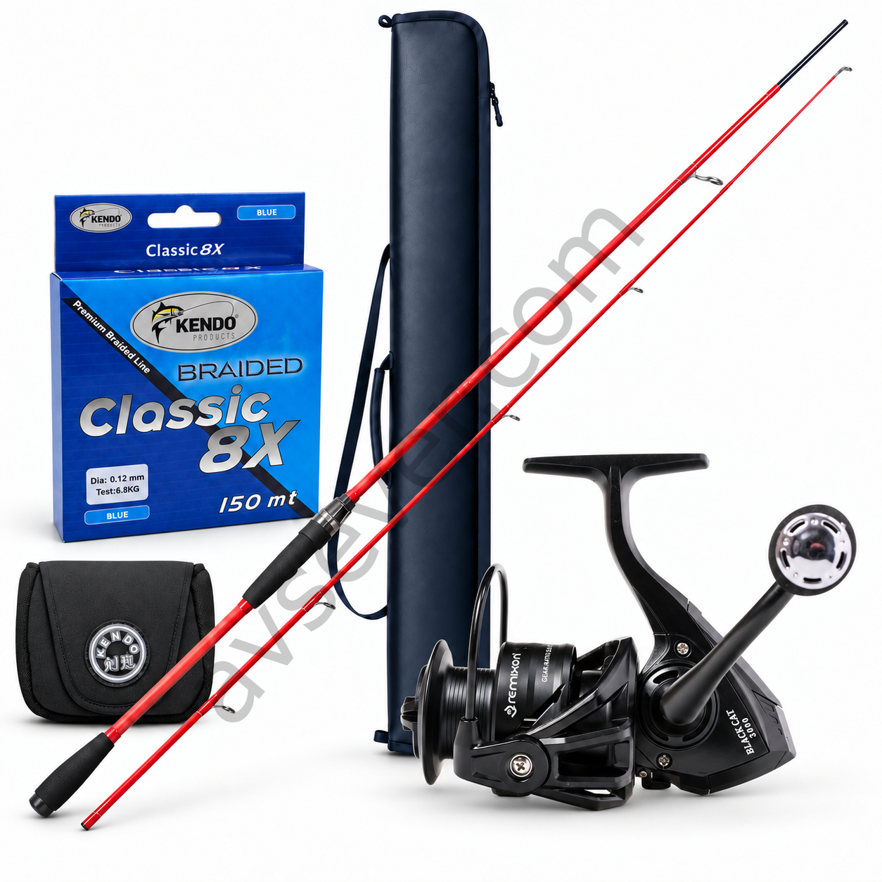 Ryuji RedFox 270cm 5-55 & Remixon BlackCat 3000 Makine + İp Misina + Kamış Çantası + Makine Kılıfı