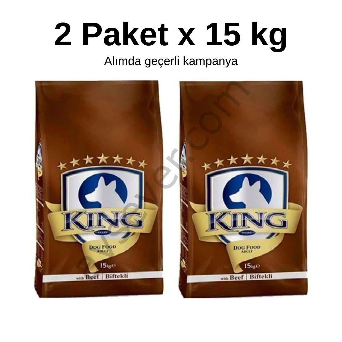 King Biftekli Köpek Maması 15 Kg x 2 Paket