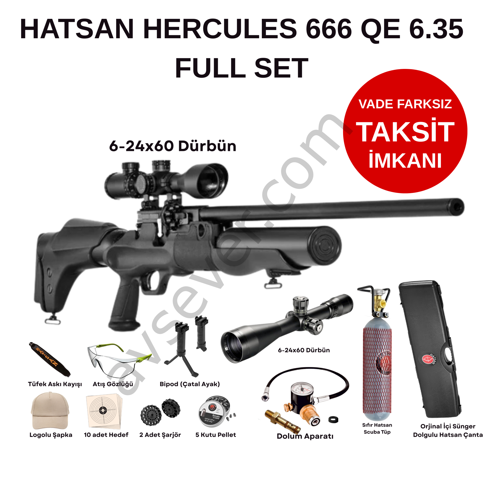 Hatsan Hercules 666 Qe 6.35mm 6-24x60 Dürbün Full + Full Set