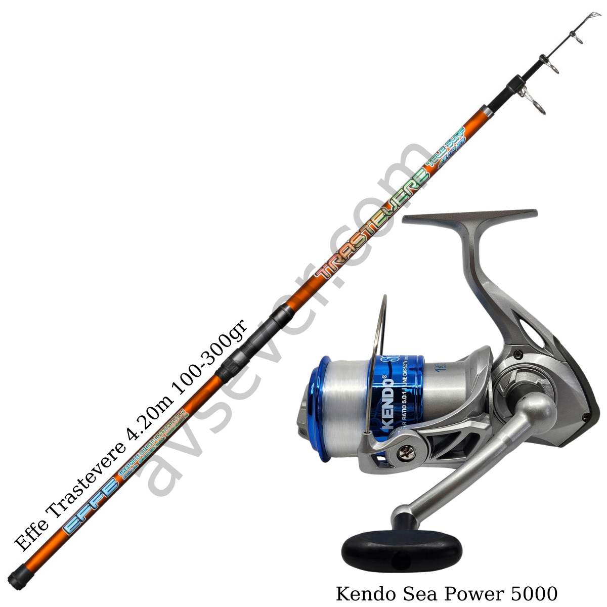 Effe Trastevere 420cm 100-300gr Surf Kamış + Kendo Sea Power 5000 Olta Makinesi + 0.35 Misina Hazır Surf Olta Seti
