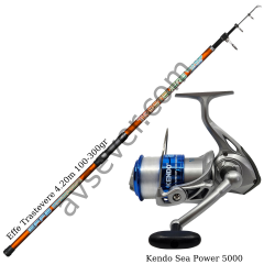 Effe Trastevere 390cm 100-300gr Surf Kamış + Kendo Sea Power 5000 Olta Makinesi + 0.35 Misina Hazır Surf Olta Seti