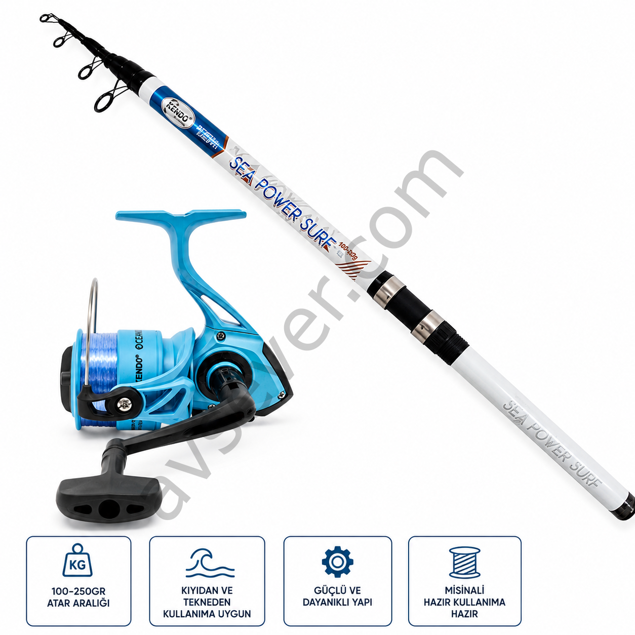 KENDO SEA POWER 420 100-250GR SURF KAMIŞ + KENDO OCEAN 7000 MAKİNE SETİ