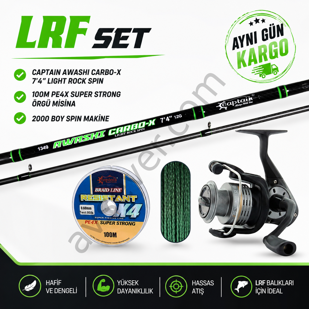 LRF Set Captain awash 225cm 1-12gr + Okuma Revenger 25 + İp Misina